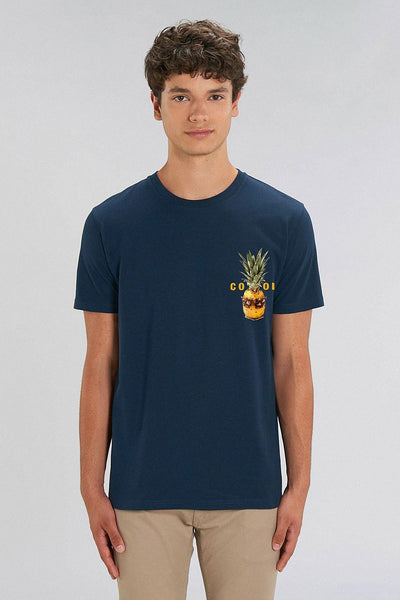 Navy Cool Pineapple Crew Neck T-Shirt, 100% organic cotton, Unisex, for Women & for Men