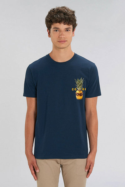 Navy Cool Pineapple Crew Neck T-Shirt, 100% organic cotton, Unisex, for Women & for Men