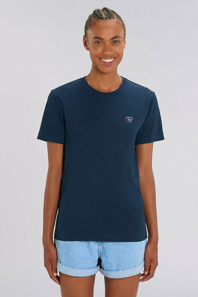 Navy BHappy Logo Crew Neck T-Shirt, 100% organic cotton, Unisex, for Women & for Men