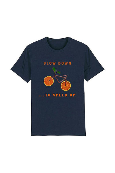 Navy Orange Bicycle Graphic T-Shirt, 100% organic cotton, Unisex, for Women & for Men