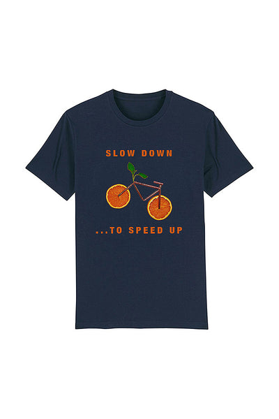 Navy Orange Bicycle Graphic T-Shirt, 100% organic cotton, Unisex, for Women & for Men