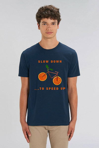 Navy Orange Bicycle Graphic T-Shirt, 100% organic cotton, Unisex, for Women & for Men