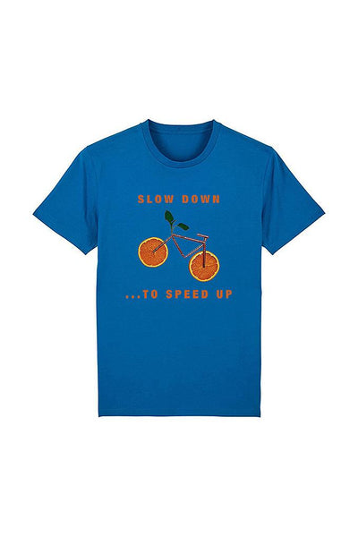 Royal Blue Orange Bicycle Graphic T-Shirt, 100% organic cotton, Unisex, for Women & for Men
