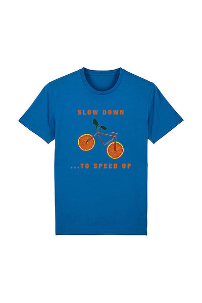 Royal Blue Orange Bicycle Graphic T-Shirt, 100% organic cotton, Unisex, for Women & for Men