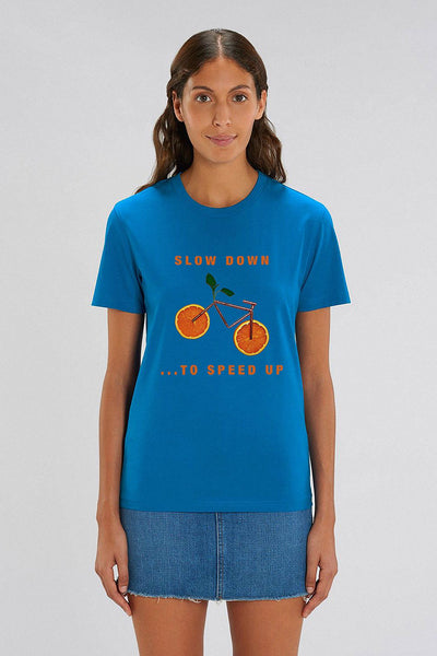 Royal Blue Orange Bicycle Graphic T-Shirt, 100% organic cotton, Unisex, for Women & for Men