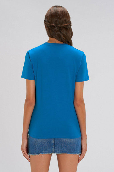 Royal Blue Orange Bicycle Crew Neck T-Shirt, 100% organic cotton, Unisex, for Women & for Men