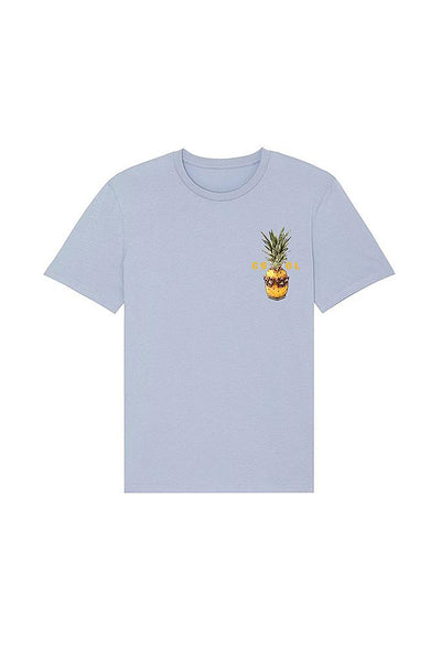 Light blue Cool Pineapple Crew Neck T-Shirt, 100% organic cotton, Unisex, for Women & for Men