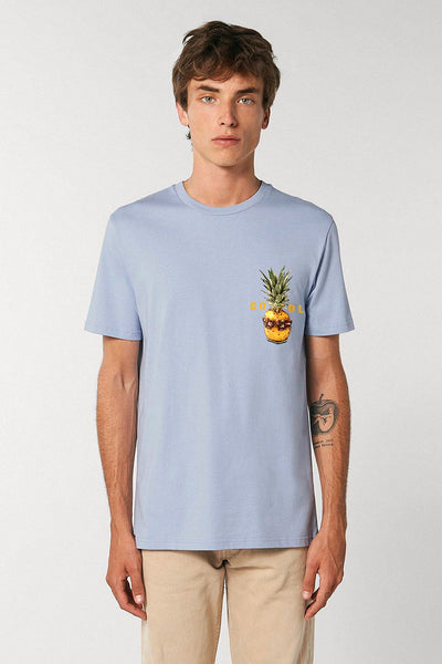 Light blue Cool Pineapple Crew Neck T-Shirt, 100% organic cotton, Unisex, for Women & for Men