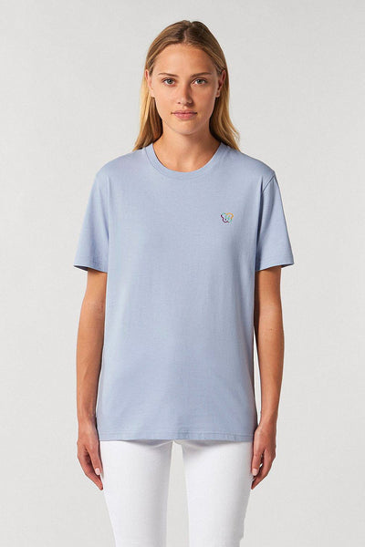 Light blue BHappy Logo Crew Neck T-Shirt, 100% organic cotton, Unisex, for Women & for Men