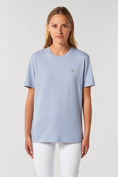 Light blue BHappy Logo Crew Neck T-Shirt, 100% organic cotton, Unisex, for Women & for Men