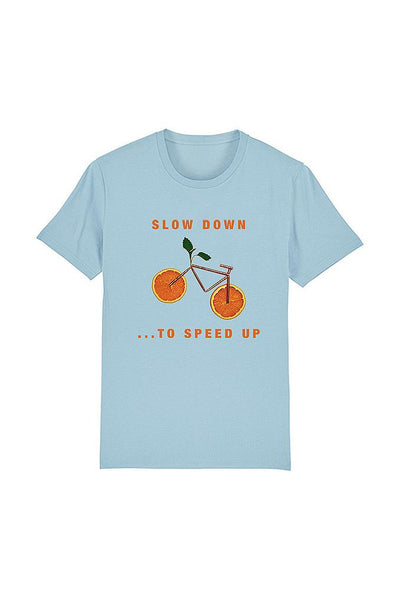 Light blue Orange Bicycle Graphic T-Shirt, 100% organic cotton, Unisex, for Women & for Men