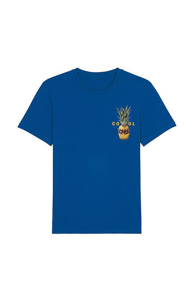 Blue Cool Pineapple Crew Neck T-Shirt, 100% organic cotton, Unisex, for Women & for Men