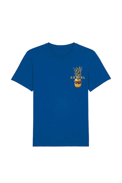 Blue Cool Pineapple Crew Neck T-Shirt, 100% organic cotton, Unisex, for Women & for Men