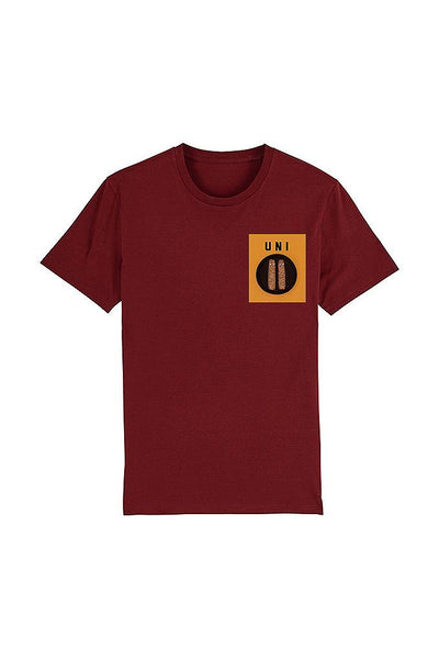 Burgundy Men Unicorn Crew Neck T-Shirt, 100% organic cotton