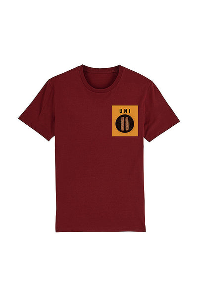 Burgundy Men Unicorn Crew Neck T-Shirt, 100% organic cotton