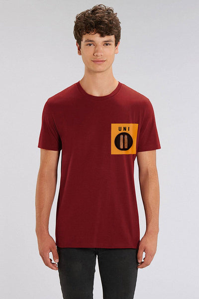 Burgundy Men Unicorn Crew Neck T-Shirt, 100% organic cotton