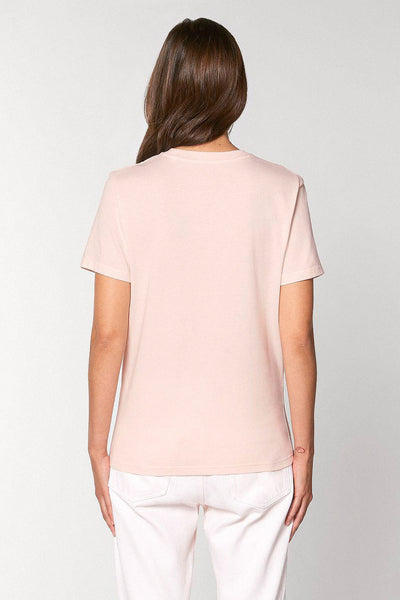 Light Pink Women Cute Floral Graphic T-Shirt, 100% organic cotton
