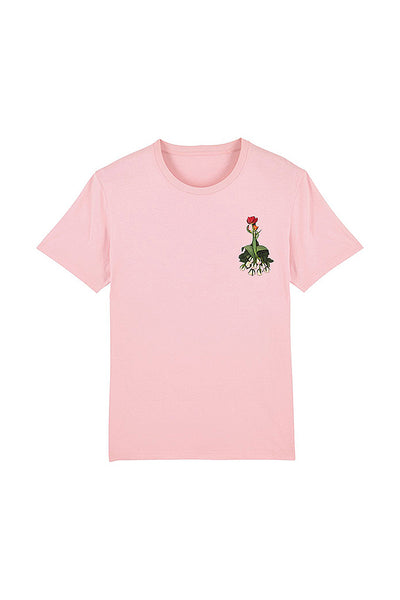 Cotton Pink Women Floral Printed Crew Neck T-Shirt, 100% organic cotton