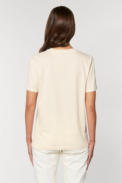 Beige Women Floral Printed Crew Neck T-Shirt, 100% organic cotton