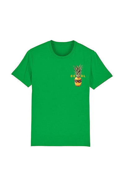 Green Cool Pineapple Crew Neck T-Shirt, 100% organic cotton, Unisex, for Women & for Men 