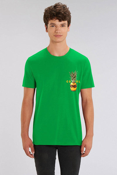 Green Cool Pineapple Crew Neck T-Shirt, 100% organic cotton, Unisex, for Women & for Men