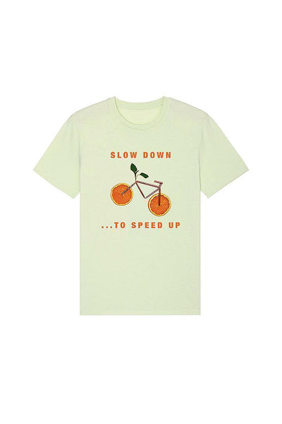 Light green Orange Bicycle Graphic T-Shirt, 100% organic cotton, Unisex, for Women & for Men