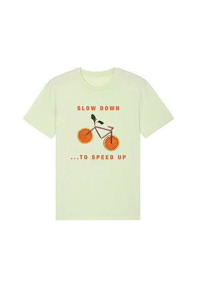 Light green Orange Bicycle Graphic T-Shirt, 100% organic cotton, Unisex, for Women & for Men