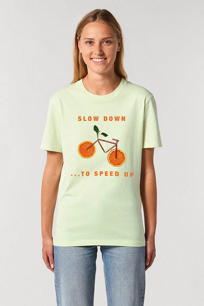 Light green Orange Bicycle Graphic T-Shirt, 100% organic cotton, Unisex, for Women & for Men