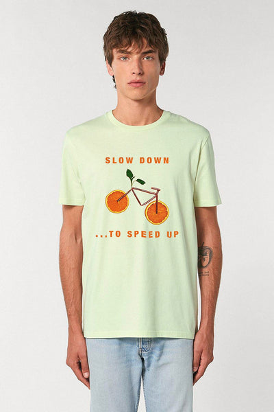 Light green Orange Bicycle Graphic T-Shirt, 100% organic cotton, Unisex, for Women & for Men