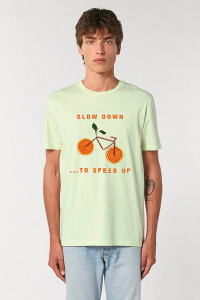 Light green Orange Bicycle Graphic T-Shirt, 100% organic cotton, Unisex, for Women & for Men
