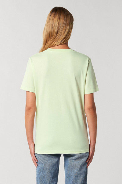 Light green Orange Bicycle Crew Neck T-Shirt, 100% organic cotton, Unisex, for Women & for Men