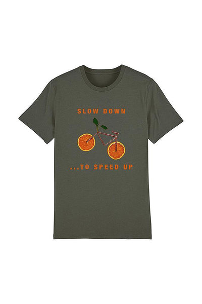 Khaki Orange Bicycle Graphic T-Shirt, 100% organic cotton, Unisex, for Women & for Men