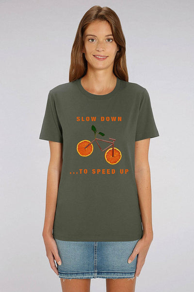 Khaki Orange Bicycle Graphic T-Shirt, 100% organic cotton, Unisex, for Women & for Men