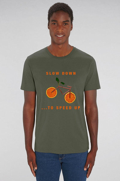 Khaki Orange Bicycle Graphic T-Shirt, 100% organic cotton, Unisex, for Women & for Men