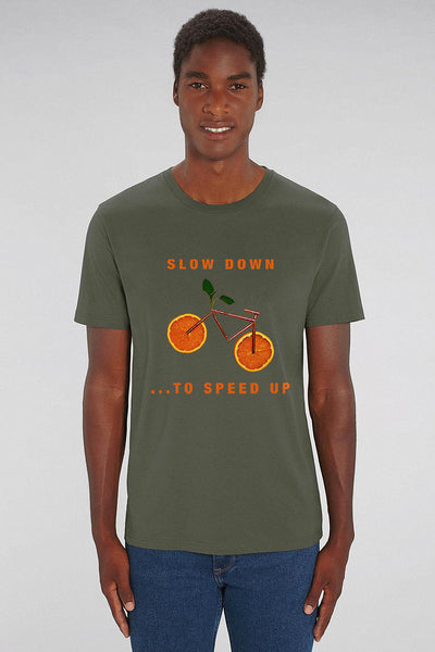 Khaki Orange Bicycle Graphic T-Shirt, 100% organic cotton, Unisex, for Women & for Men
