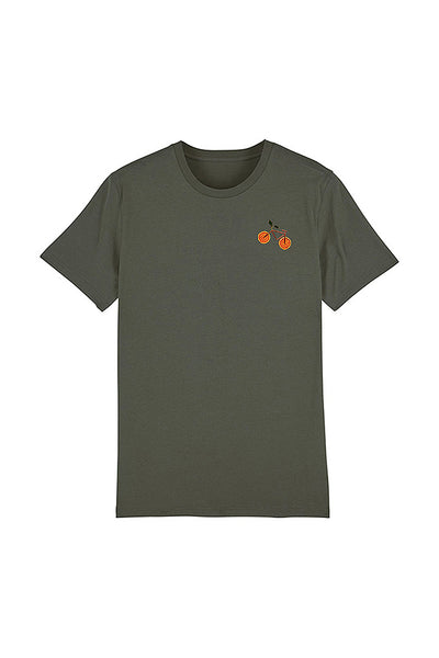 Khaki Orange Bicycle Crew Neck T-Shirt, 100% organic cotton, Unisex, for Women & for Men