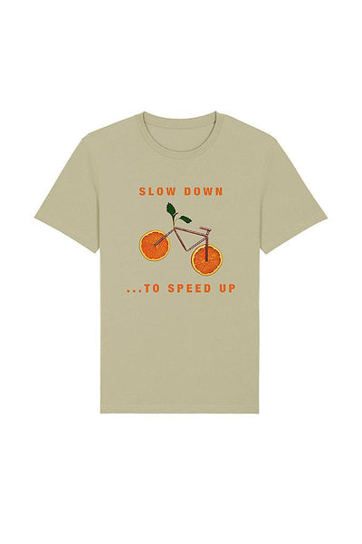 Sage green Orange Bicycle Graphic T-Shirt, 100% organic cotton, Unisex, for Women & for Men