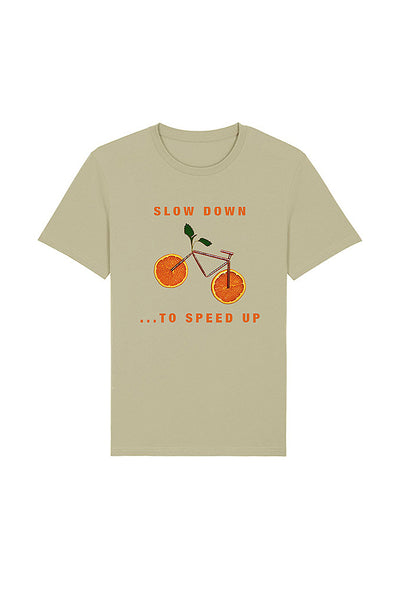 Sage green Orange Bicycle Graphic T-Shirt, 100% organic cotton, Unisex, for Women & for Men