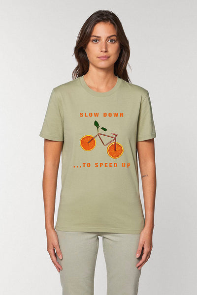 Sage green Orange Bicycle Graphic T-Shirt, 100% organic cotton, Unisex, for Women & for Men