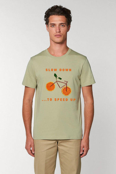 Sage green Orange Bicycle Graphic T-Shirt, 100% organic cotton, Unisex, for Women & for Men