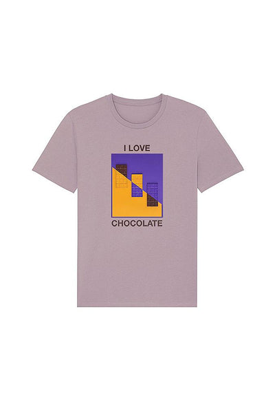 Lilac purple Chocolate Love Graphic T-Shirt, 100% organic cotton, Unisex, for Women & for Men