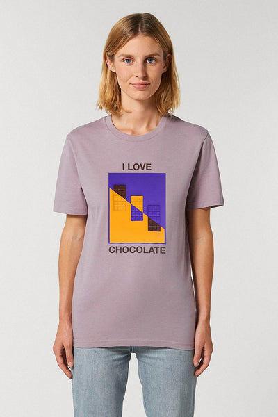 Lilac purple Chocolate Love Graphic T-Shirt, 100% organic cotton, Unisex, for Women & for Men
