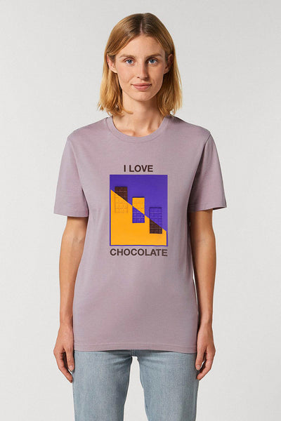 Lilac purple Chocolate Love Graphic T-Shirt, 100% organic cotton, Unisex, for Women & for Men