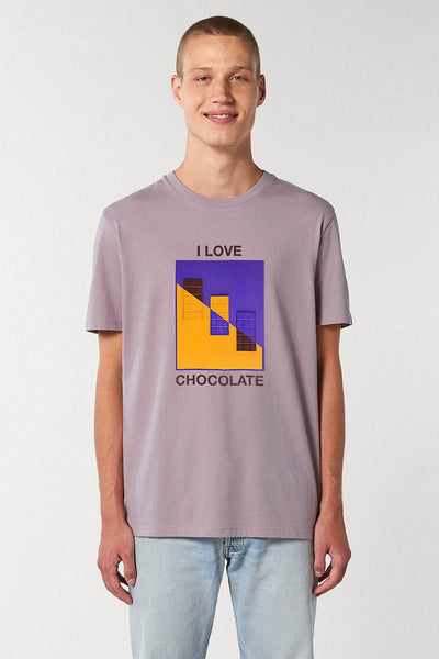 Lilac purple Chocolate Love Graphic T-Shirt, 100% organic cotton, Unisex, for Women & for Men