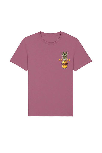 Purple Cool Pineapple Crew Neck T-Shirt, 100% organic cotton, Unisex, for Women & for Men