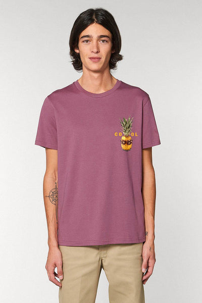 Purple Cool Pineapple Crew Neck T-Shirt, 100% organic cotton, Unisex, for Women & for Men