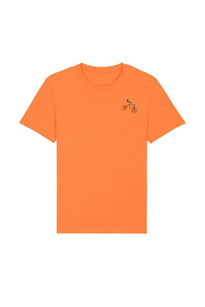 Orange Orange Bicycle Crew Neck T-Shirt, 100% organic cotton, Unisex, for Women & for Men