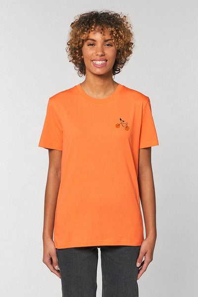 Orange Orange Bicycle Crew Neck T-Shirt, 100% organic cotton, Unisex, for Women & for Men