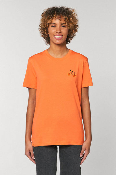 Orange Orange Bicycle Crew Neck T-Shirt, 100% organic cotton, Unisex, for Women & for Men