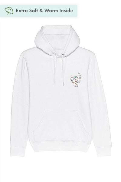 White Organic Cotton Printed Hoodie, Heavyweight, from organic cotton blend, Unisex, for Women & for Men